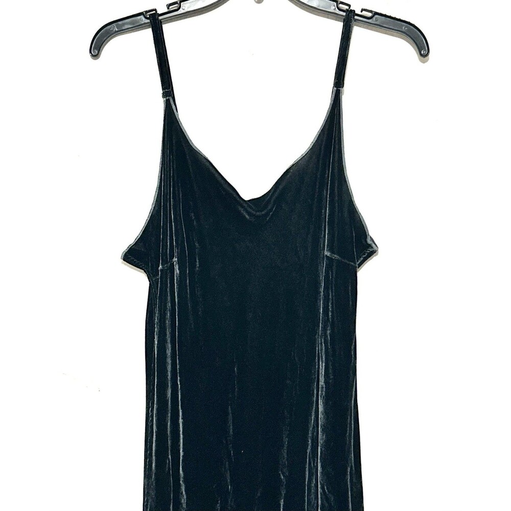 CP Shades Dark Gray Black Crushed Velvet Spaghetti Strap Faye Dress Size L